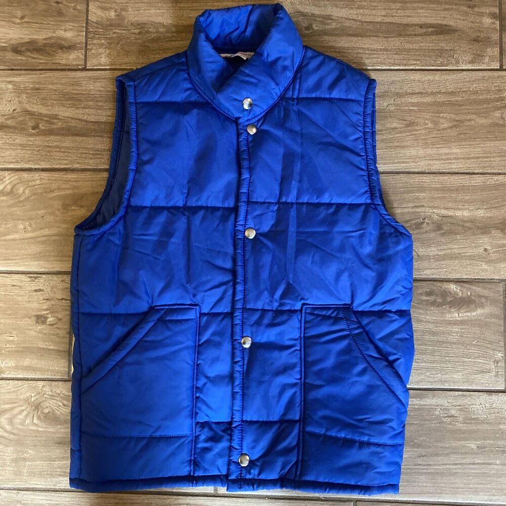 Vintage Puffer Vest Mens Medium Blue Active Generation USA Made Retro Hunting